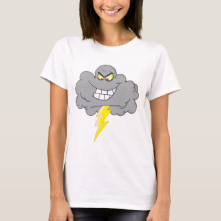 T-shirts Nuvem preta dos desenhos animados com relâmpago