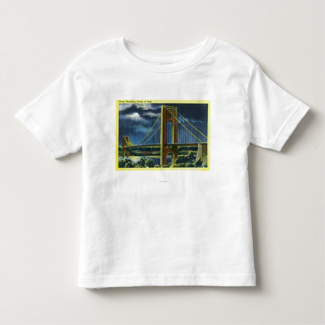 T-shirts NYC, ponte nova de YorkGeorge Washington na noite (Frente)