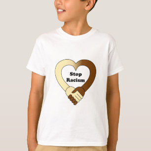 T-shirts O anti logotipo do aperto de mão do racismo caço