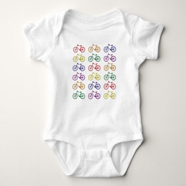 T-shirts O arco-íris Bicycles o Bodysuit do bebê (Frente)