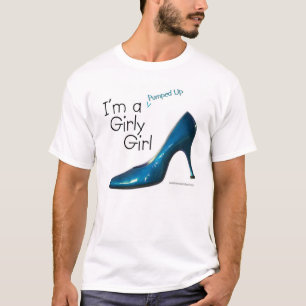 T-shirts O azul bombeou acima a menina feminino