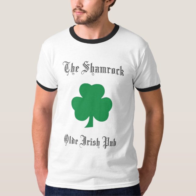 T-shirts O bar do irlandês de Olde do trevo (Frente)