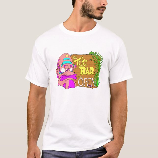 T-shirts O Bar Tiki está ABERTO (Frente)
