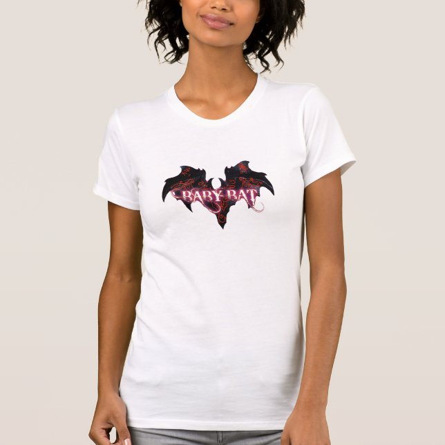 T-shirts O bastão roxo do bebê, segue o coelho branco (Frente)