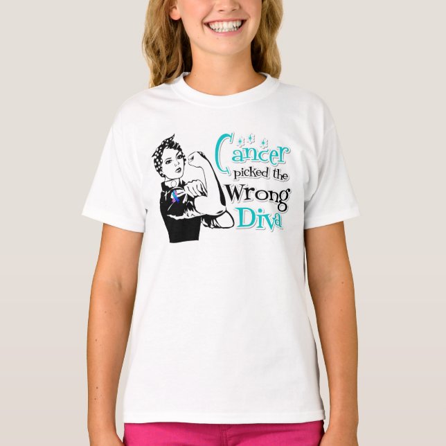 T-shirts O Cancer Da Tiroide Pegou O Diva Errado (Frente)