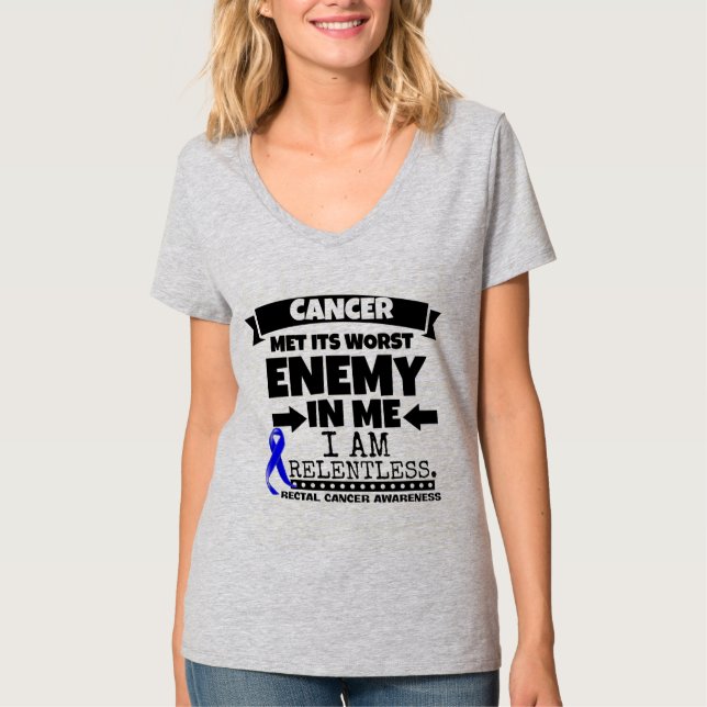 T-shirts O cancer retal encontrou seu inimigo mais mau em (Frente)