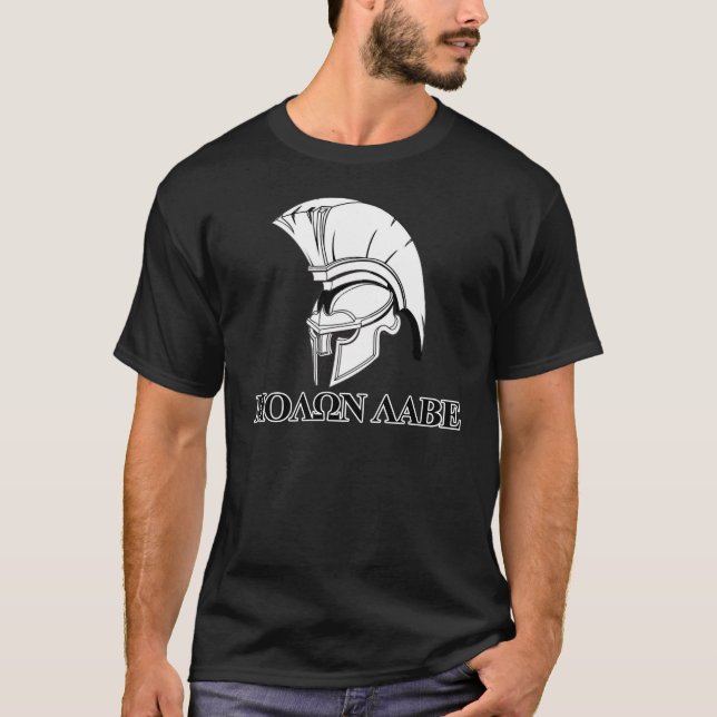 T-shirts O capacete grego espartano vem tomar-lhe Molon (Frente)