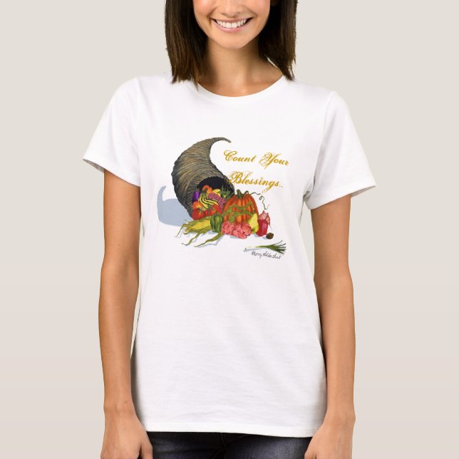 T-shirts O chifre da abundância, conta suas bênçãos… (Frente)