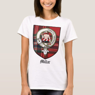 T-shirts O clã de Millar Crest o Tartan do crachá