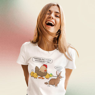 T-shirts O coelho faz a tombadilho do chocolate desenhos