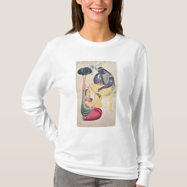 T-shirts O deus Krishna com seu amor mortal, Radha (Frente)