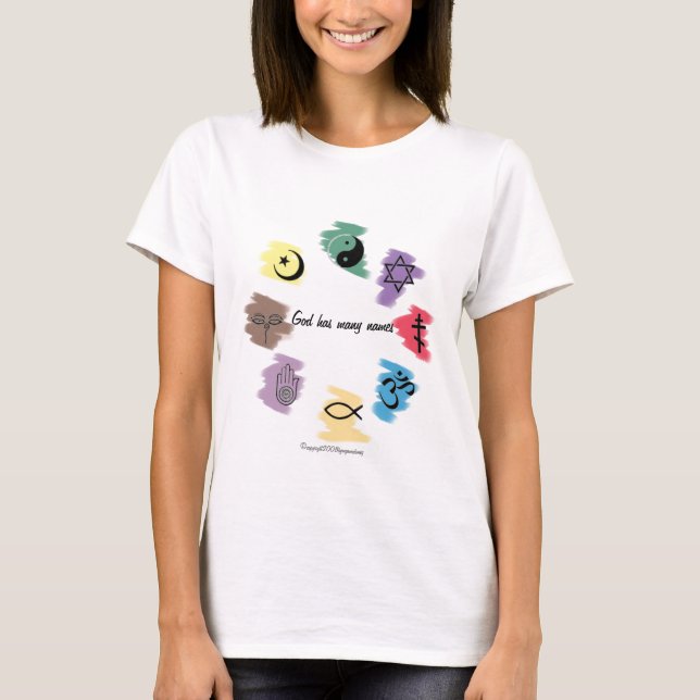 T-shirts O deus tem muitos nomes (Frente)