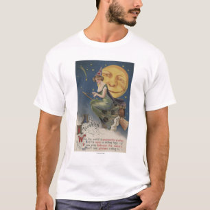 T-shirts O Dia das Bruxas GreetingWitch em vôo