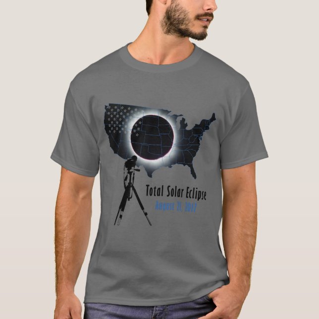 T-shirts O eclipse solar total 2017 com EUA transparentes (Frente)