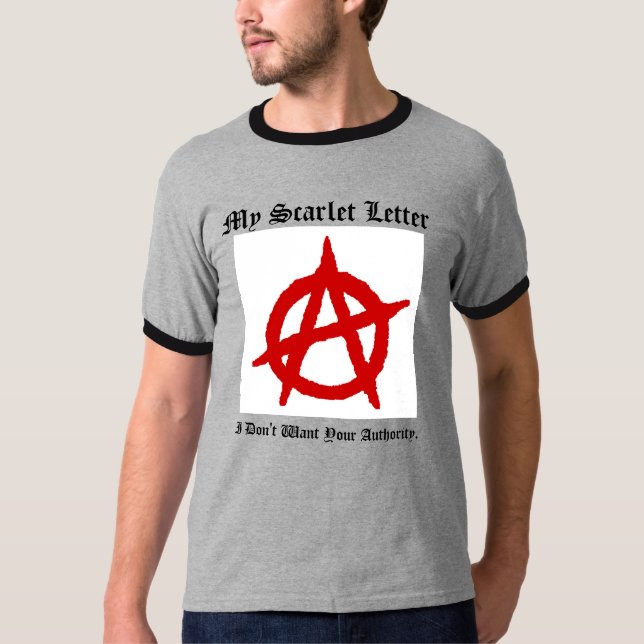T-shirts o escarlate de letra [08847642] (Frente)