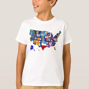 T-shirts O estado americano do mapa embandeira o mosaico
