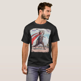 T-shirts O gato de T Rex com laser Eyes o UFO engraçado da