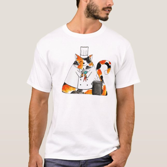 T-shirts O gato do sopro do cozinheiro chefe (Frente)