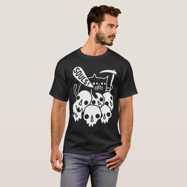 T-shirts O gato pôde estar para fora obter sua alma (Frente Completa)