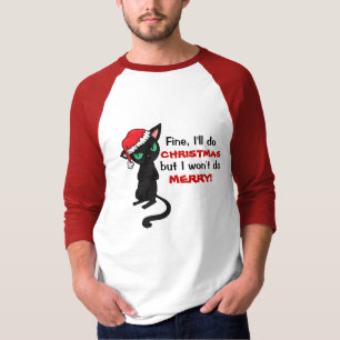 T-shirts O gato preto mal-humorado não será Feliz Natal