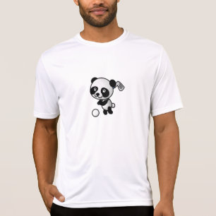 T-shirts O golfe branco do preto dos ursos de panda ostenta