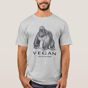 T-shirts O gorila do Vegan obtem bastante proteína