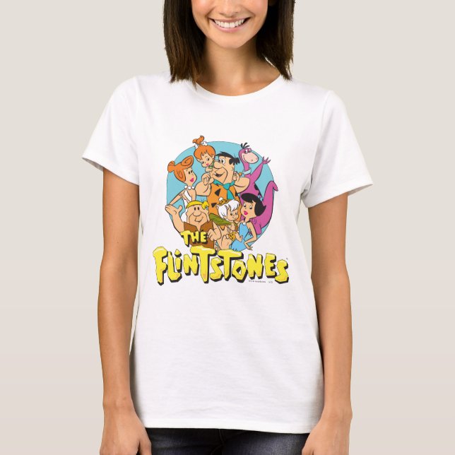 T-shirts O Gráfico da Família Flintstones e Rubbles (Frente)