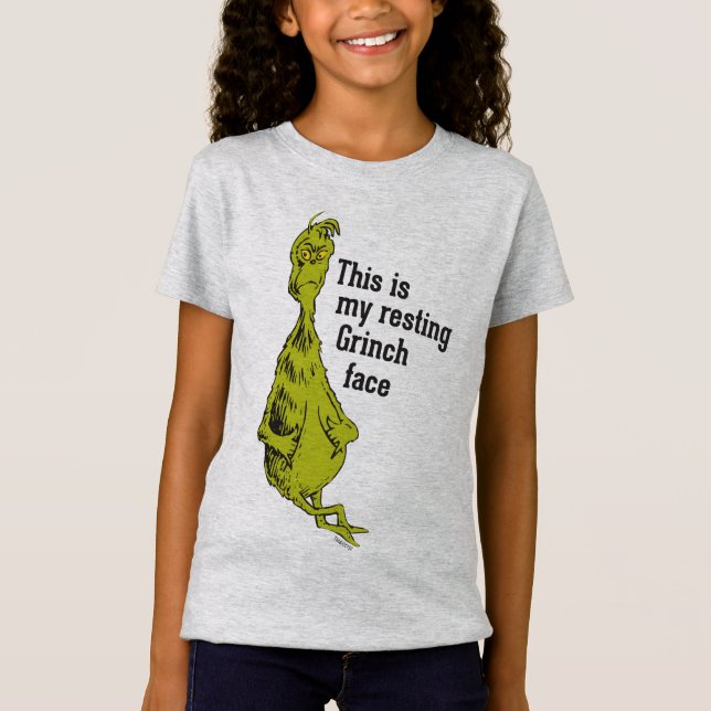 T-shirts O Grinch | Rosto Engraçado do Grinch Relaxado (Frente)