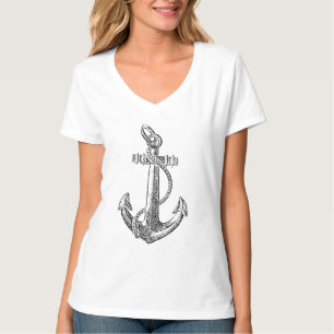 T-shirts O Grunge náutico gravura a água-forte da âncora