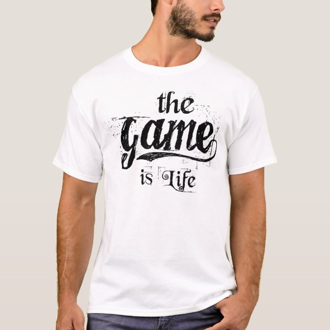 T-shirts o jogo é homens da vida (branca) - (Frente)