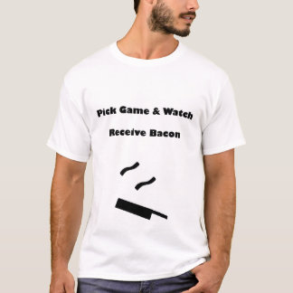 T-shirts O jogo & o relógio da picareta, recebem o bacon
