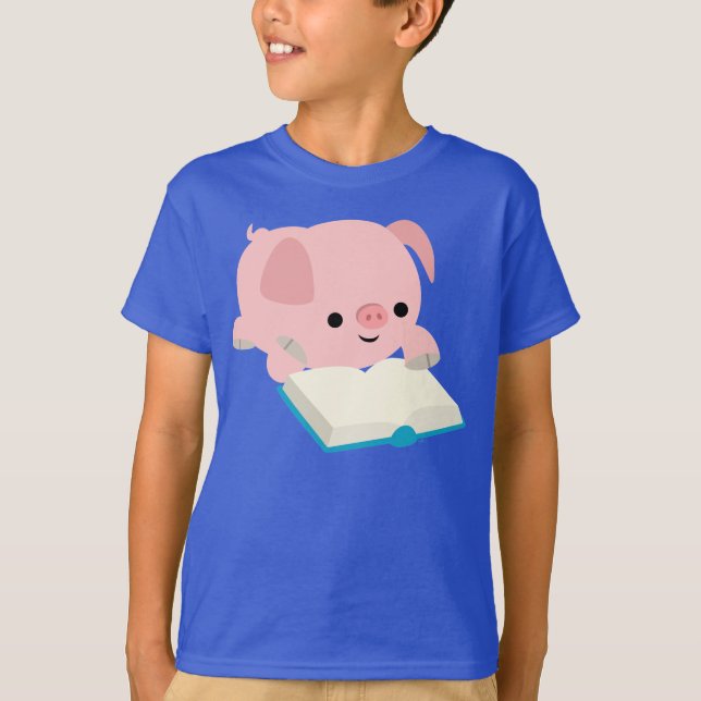 T-shirts O leitão bonito da leitura dos desenhos animados (Frente)