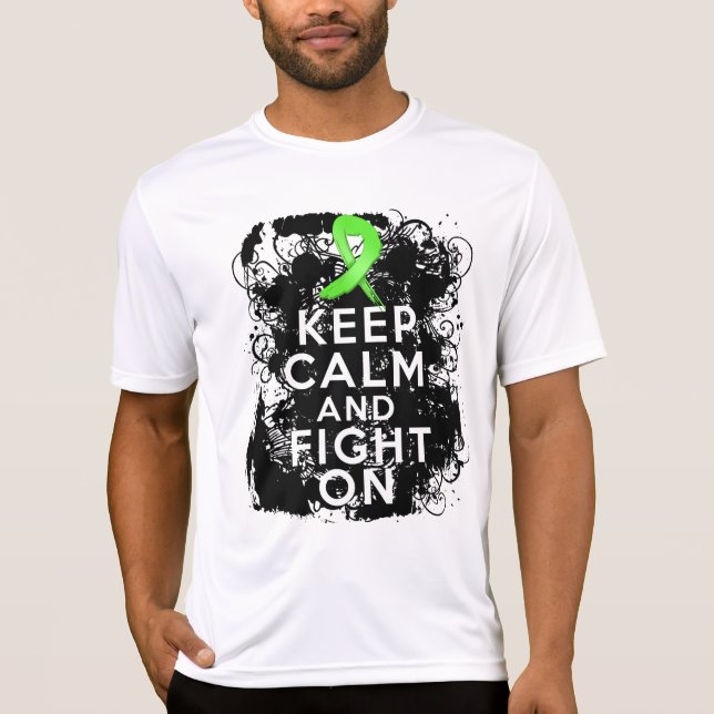 T-shirts O linfoma mantem a calma e luta-a sobre (Frente)