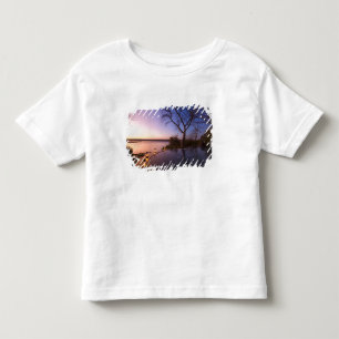 T-shirts O lodge do River Club, pôr do sol no rio Zambesi,