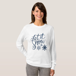 T-shirts O longos das mulheres sleeved deixaram-no nevar