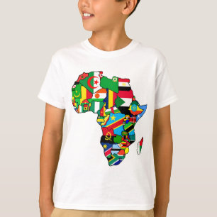 T-shirts O mapa africano de bandeiras de África dentro do