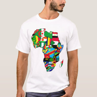 T-shirts O mapa africano de bandeiras de África dentro do