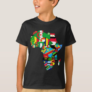 T-shirts O mapa africano de bandeiras de África dentro do