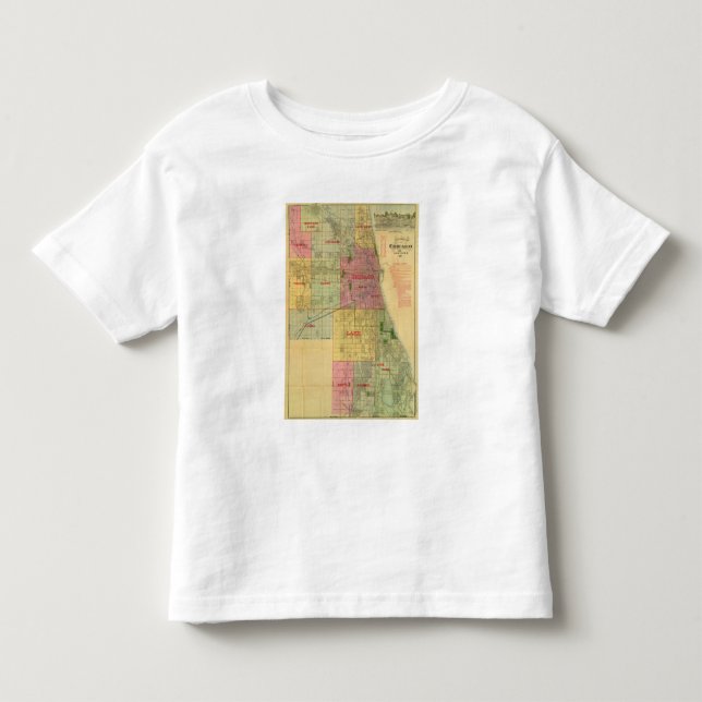 T-shirts O mapa de Blanchard de Chicago e de arrabaldes (Frente)