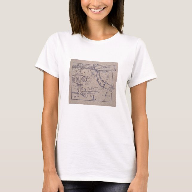 T-shirts O mapa de Peter Pan de jardins de Kensington (Frente)