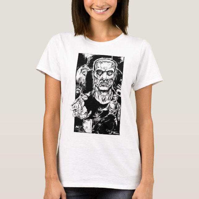 T-shirts O monstro escapa as meninas T (Frente)