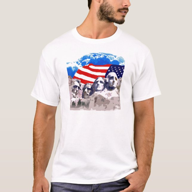 T-shirts O Monte Rushmore com bandeira americana (Frente)
