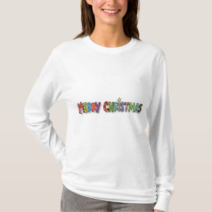 T-shirts O Natal Sleeved longo das mulheres