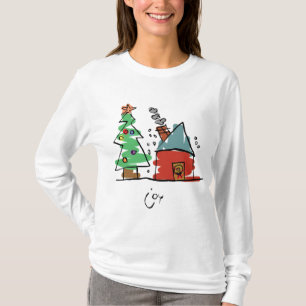 T-shirts O Natal Sleeved longo das mulheres