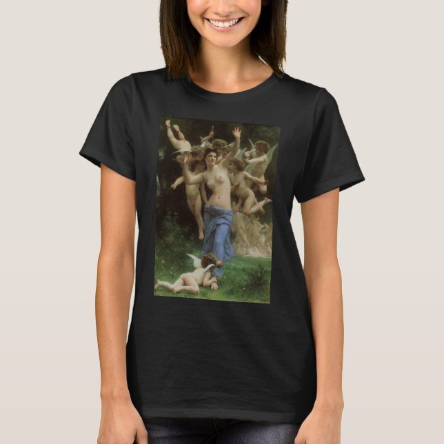 T-shirts O Ninho de Vespas de William Adolphe Bouguereau (Frente)