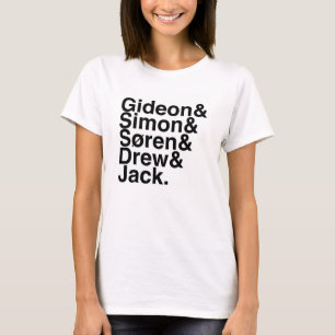 T-shirts O noivo Gideon do livro, Simon, Soren, tirou, Jack