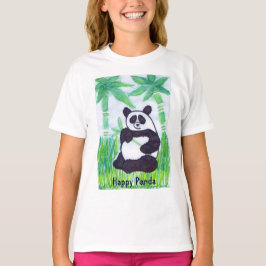 T-shirts O.O. Parte superior feliz dos espaguetes da panda