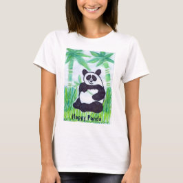 T-shirts O.O. Parte superior feliz dos espaguetes da panda
