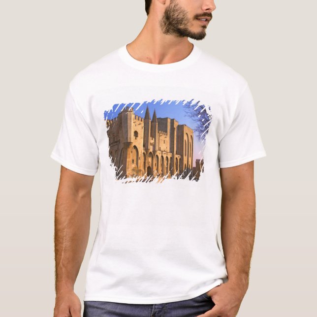 T-shirts O Palácio do Papa em Avinhão com pessoas (Frente)