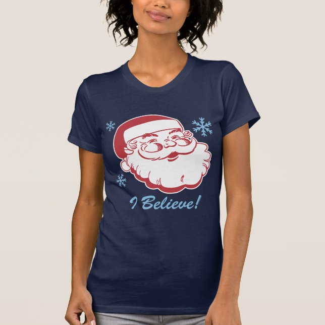 T-shirts O papai noel retro acredita (Frente)